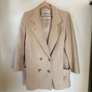 Vintage 100% Wool Camel Coat Women’s Double Breasted Jacket Made In USA Classic